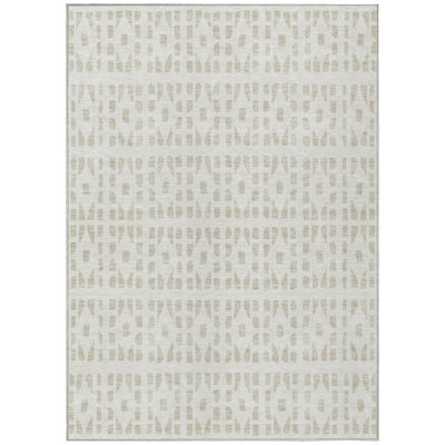Everette 9' X 12' Ivory And Beige Geometric Washable Indoor Outdoor Area Rug