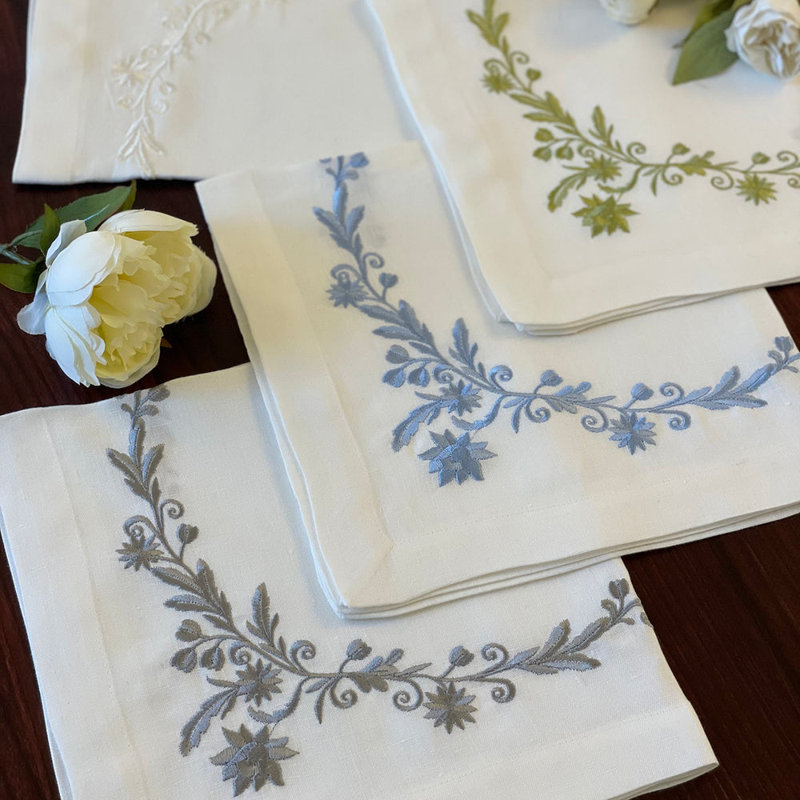 Bella Linen Napkins, Ice Blue