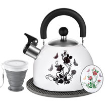 Whistling Tea Kettles, AIDEA 2.3 Quart Ceramic Tea Kettle for Stovetop,  Enameled Interior Tea Pot for Anti-Rust, Audible Whistling Hot Water Kettle