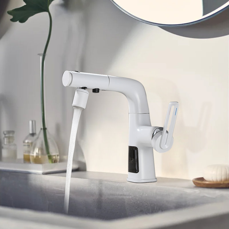 Single Hole Faucet Single-handle Bathroom Faucet , White