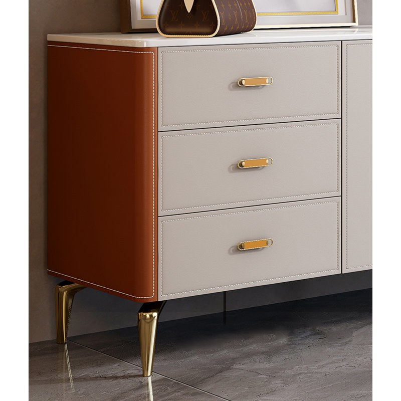 94.49" White+Orange Rectangular Solid Wood TV Stands, 78.74"
