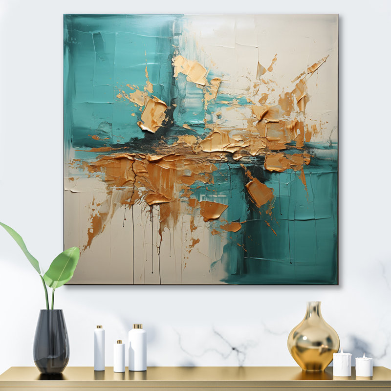 Décoration murale turquoise en métal Tranquility III - paysage abstrait, H 23 po x l 23 po x P 1 po