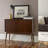 Adore Decor Brookline Midcentury Two-Door Storage Cabinet, Compact Console Table or Sideboard, Walnut-Stained Wood and Antique-Finished Hardware