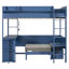 Lit mezzanine en bois avec bureau, rangement, canapé et lumière DEL pour un espace de vie efficace et une utilisation multifonctionnelle (sans matelas)
