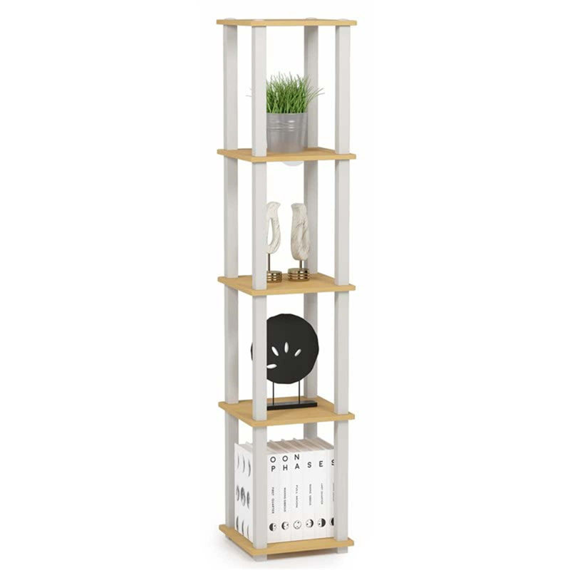 Delyth Etagere Bookcase, Beech/White Square Tube