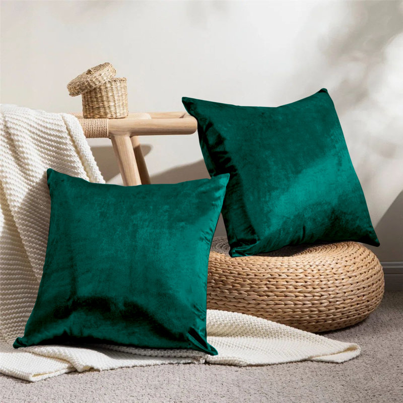 Rizokarpaso Luxury Square Scatter Crushed Velvet Cushion Cover, Green