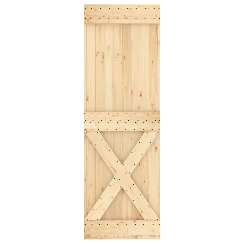 Vidaxl Sliding Door With Hardware Set 70X210 Cm Solid Wood Pine