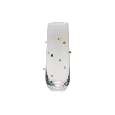 10-Ounce Handmade Drinking Glass With Raised Dots, Multicolor, Set Of 4