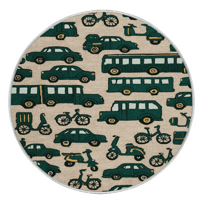 Machine Washable Transportation Beige Area Rug