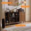 Buffet 47 "avec portes coulissantes cannelées, armoire de rangement Tambour avec tablettes réglables-884969664