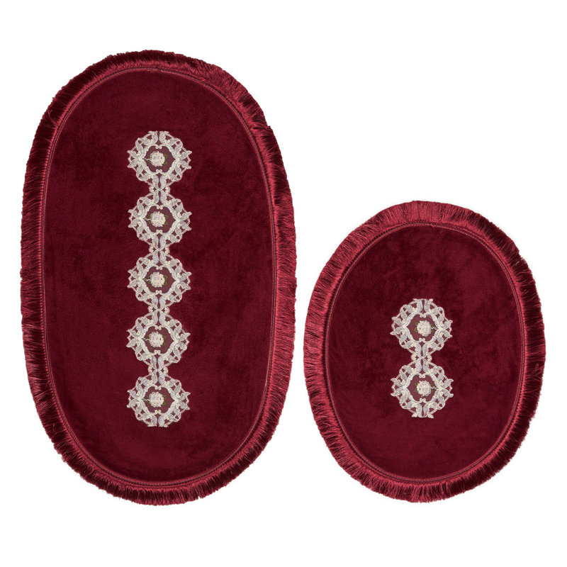 Ensemble de luxueux tapis de bain (2 pièces), 100% polyester, 21,7 po x 25,6 po et 25,6 po x 45,3 po | Dessous antidérapant, antibactérien et lavable à la machine à 86 ° F | Doux et durable pour le confort de la salle de bain, design élégant et fo