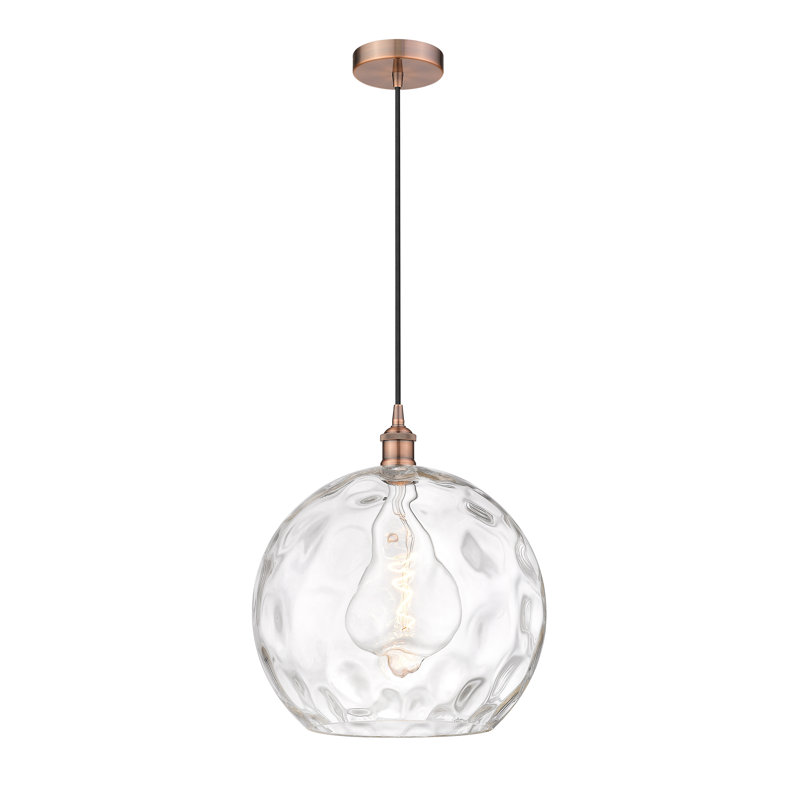 Luminaire suspendu simple à 1 lumière Ralph, H 15,88 po x l 13 po x P 13 po, Cuivre antique