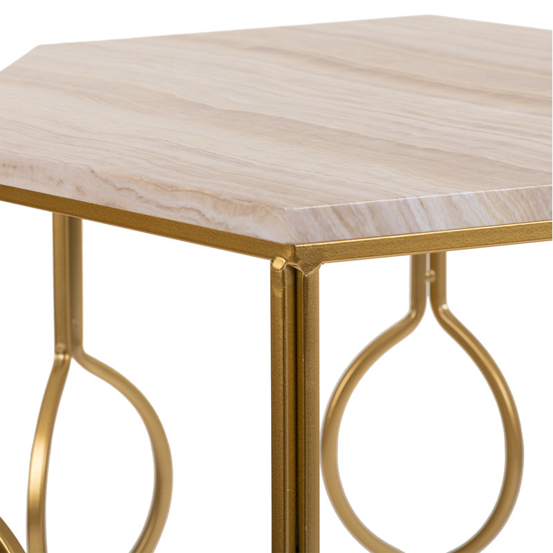 Kempwood Frame Nesting Tables, Gold, Beige