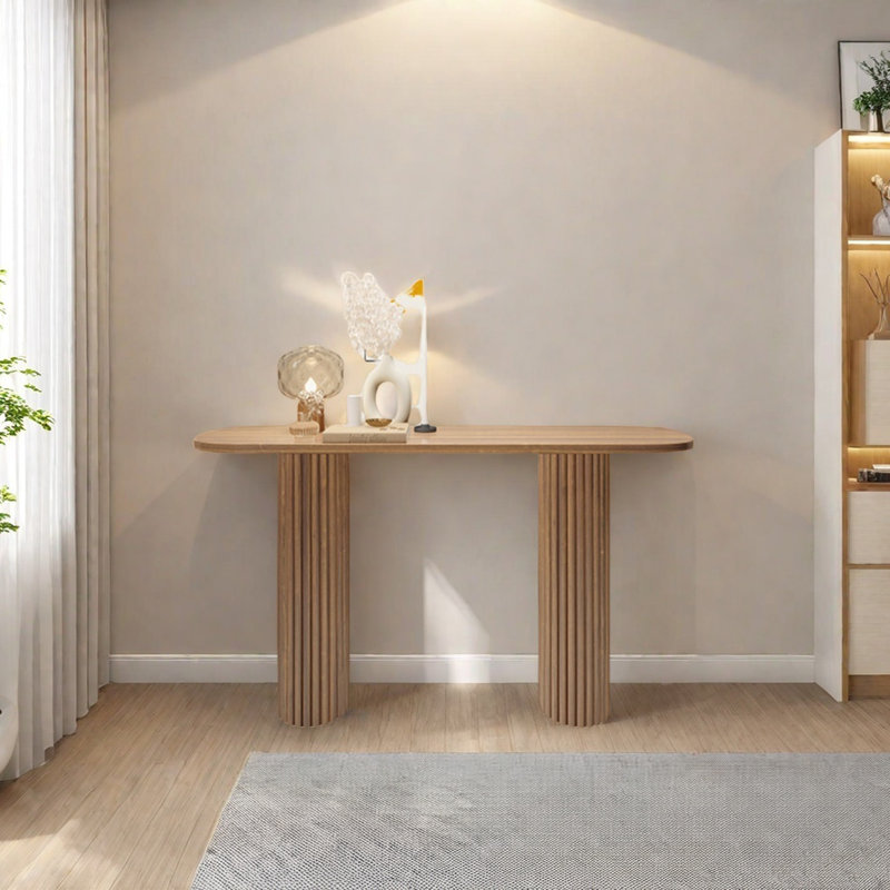 Console Retro Minimalist Elegant, H 31,5 po x l 47,24 po x P 13,78 po, Bois naturel