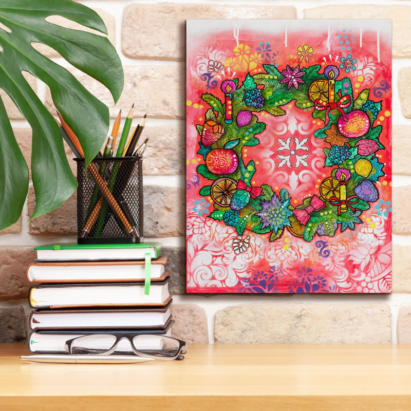 «Citrus Wreath» par Dean Russo, art mural sur toile, H 16 po x l 12 po x P 0,75 po
