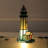 Small Tiffany Lighthouse Stained Glass Accent Table Lamp Night Light for Home Decoration (White Blue)