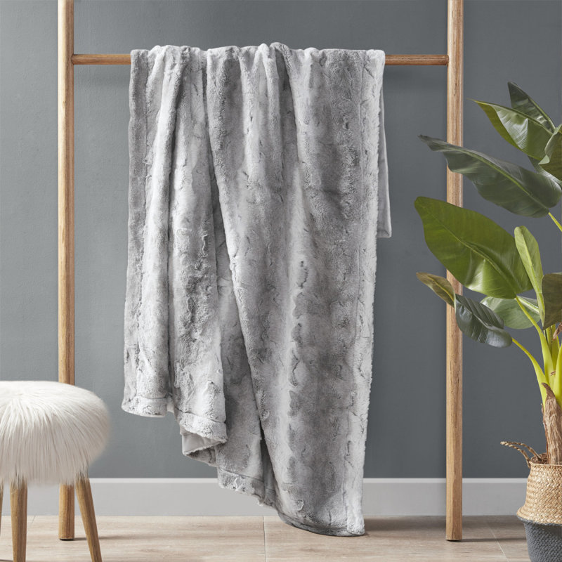 1 jeté en fausse fourrure 50X60 "1PC, Gris, L 59,99 po x l 49,99 po
