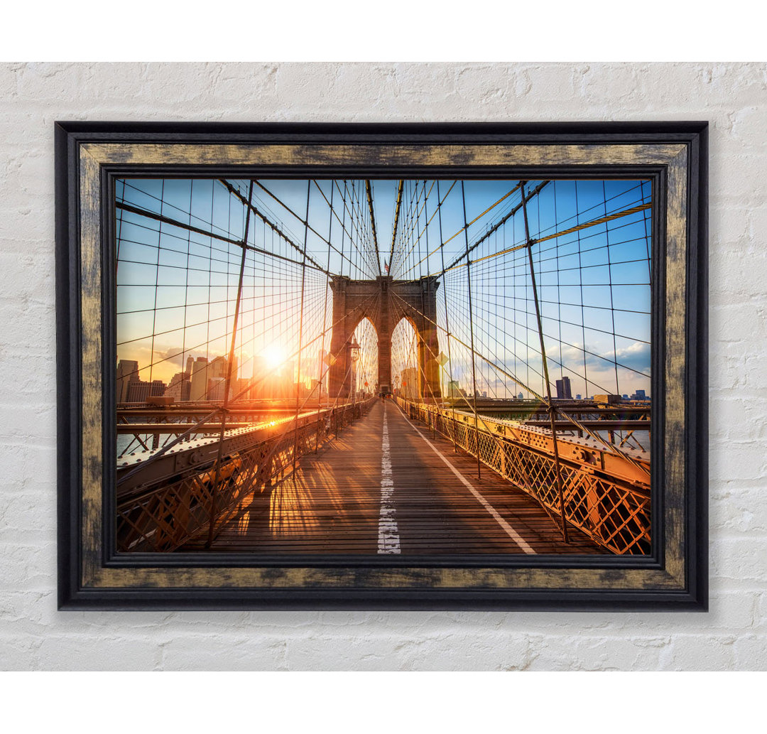 Sonnenuntergang durch die Brooklyn Bridge - Einzelne Bilderrahmen Kunstdrucke