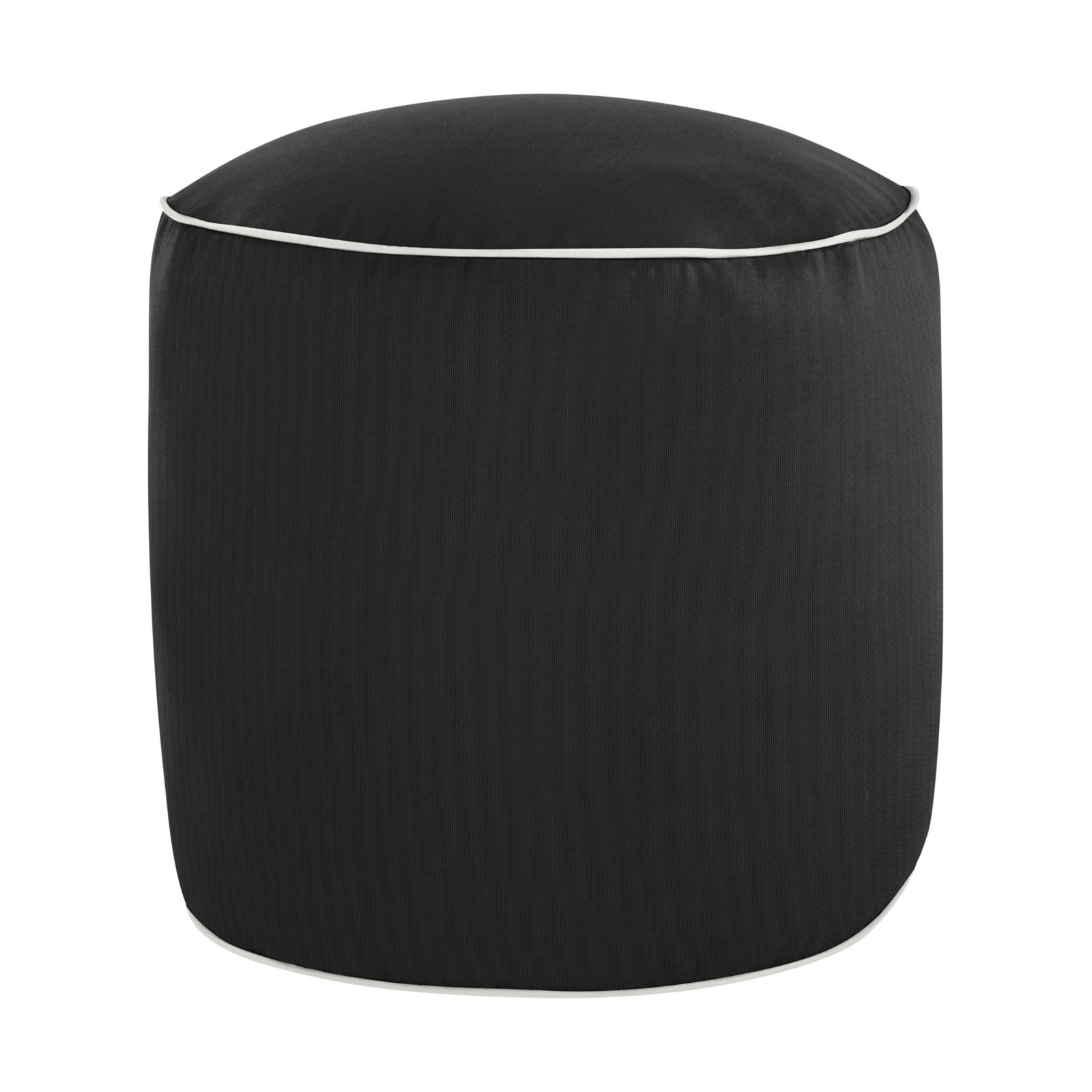 Demi Round Upholstered Outdoor Ottoman with Sunbrella® Cushion, Canvas Black Sunbrella® Canvas