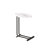C-shaped side table in white, modern wood top with metal frame design for sofa and bedside placement-114039279