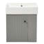 Meuble-lavabo gris flottant peu encombrant avec lavabo en céramique - Conception moderne pour les salles de bain compactes