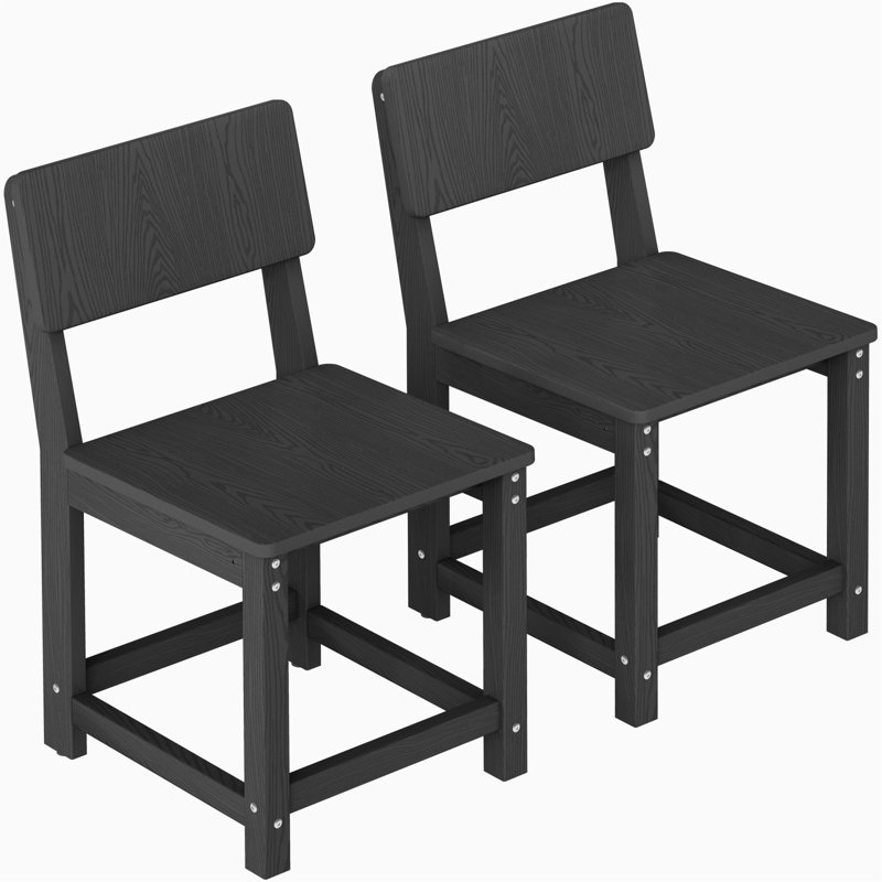 Patio Dining Chair Poly Chairs All-weather  (set Of 2), Black