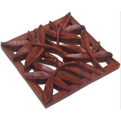Décoration murale en bois en bois et panneau en relief en bambou