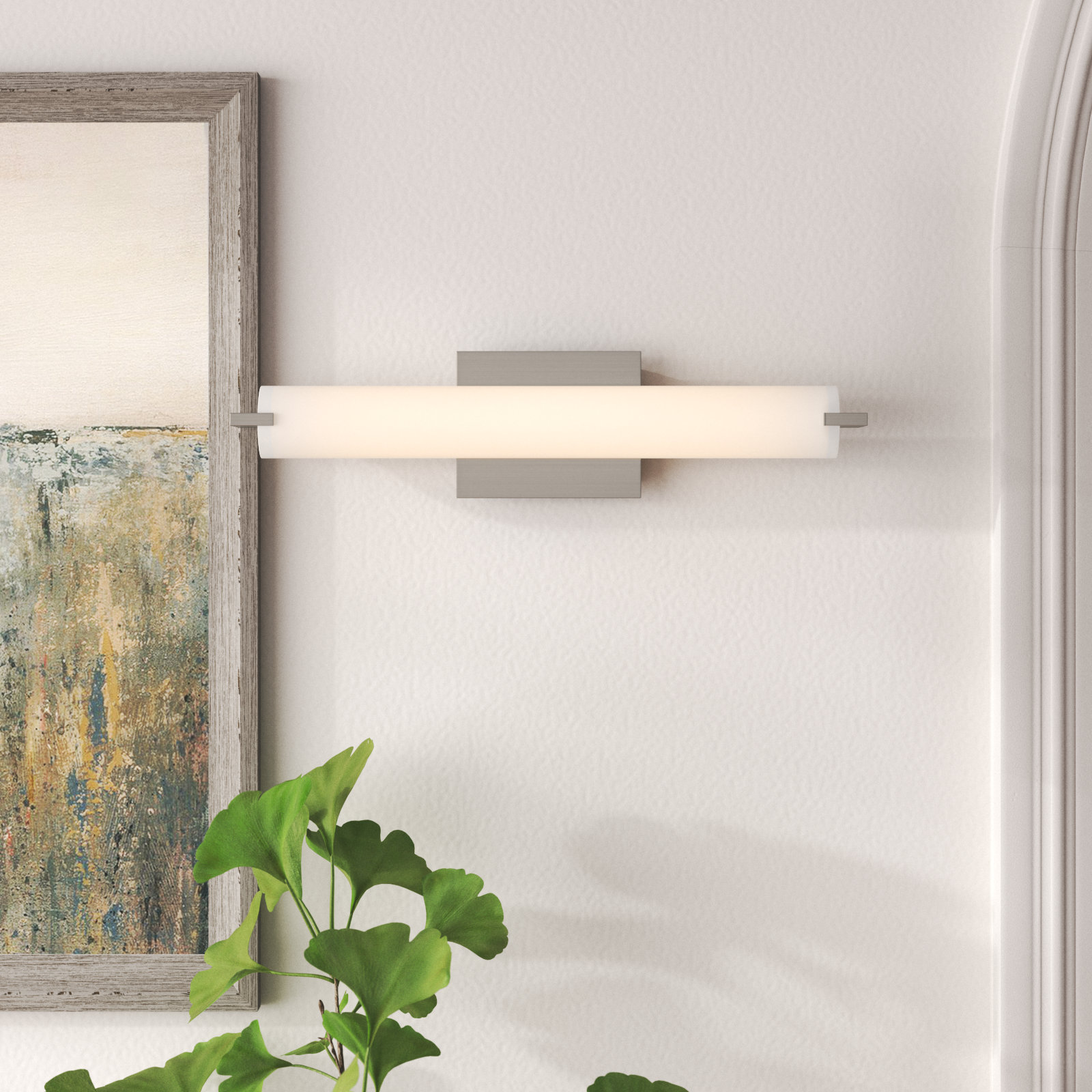 Bradson Single Light Flush Mount Sconce, Brushed Nickel, LED