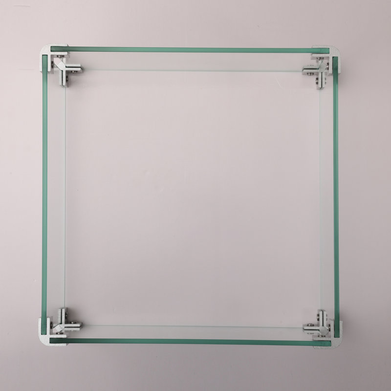 14.4"x14.4" Transparent Square Fireplace Table Glass Barricade, 2.5lb Weight Fire Shelter, 14.4"x14.4"x5.5",