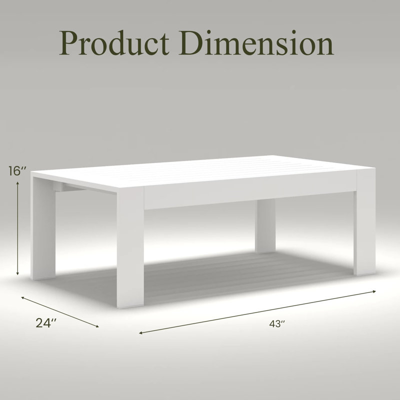 Table de bout rectangulaire moderne en aluminium pour terrasse Altura, Blanc