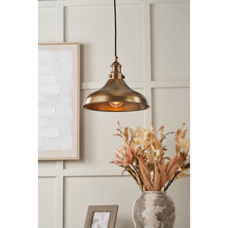 1 - Light Bowl Pendant, Antique Brass