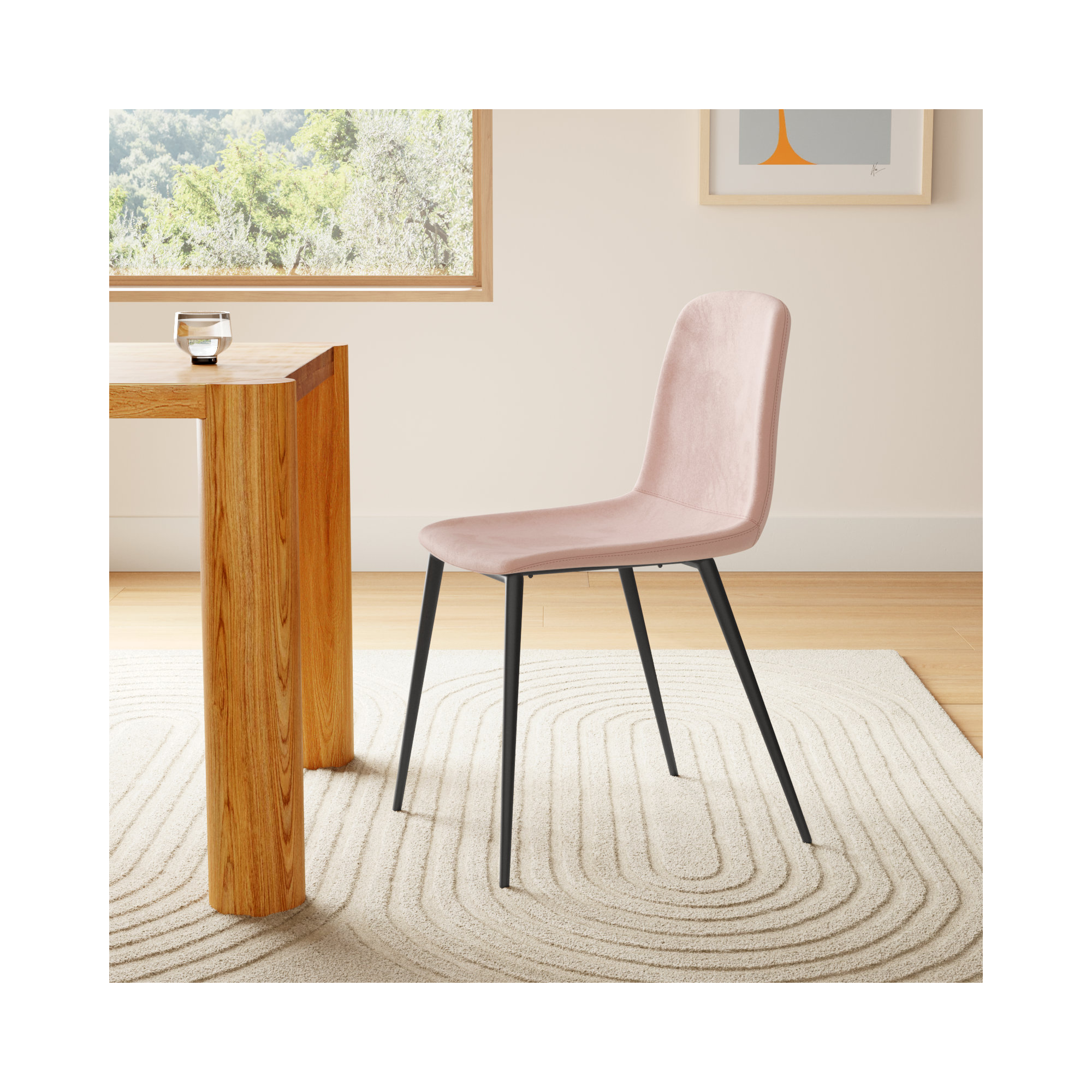 Kody Comfort+ Velvet Dining Chair, Blush