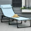 Chaise de plage pliante par - 4 dossier réglable, coussin, siège en filet et à l'élastique, fauteuil inclinable d'extérieur Blue Glow avec 4 positions, filet respirant, bleu, pour une utilisation sur le patio