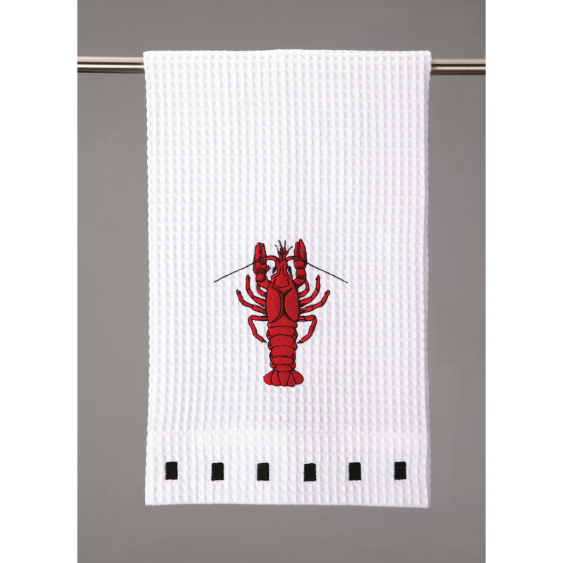 Crawfish Waffle Weave Cotton Embroidered Kitchen Towel