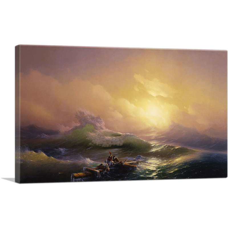 «The Ninth Wave Highlighted Sun 1850» par Ivan Aivazovsky, reproduction d'art sur toile tendue, H 12 po x l 18 po x 1,5 po