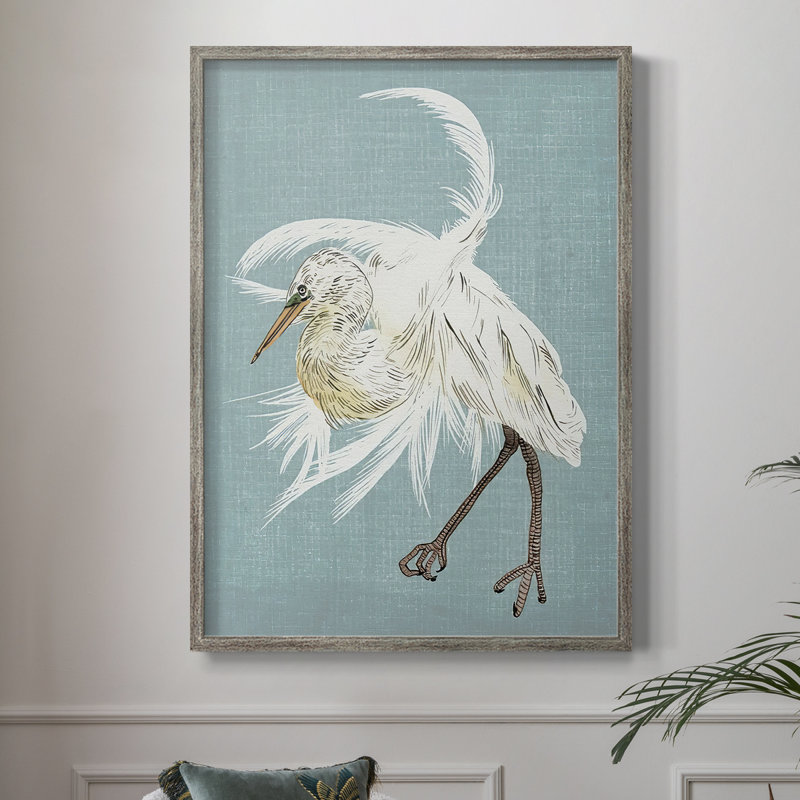 Heron Plumage IV, reproduction encadrée - bois massif, H 11 po x l 9 po