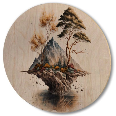 Bonsaï sur un rocher III - Art mural moderne en bois - Bois de pin naturel