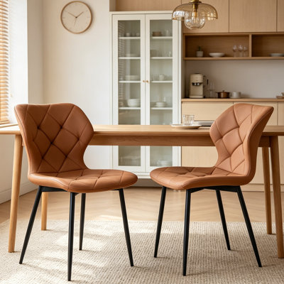 Faux Leather Upholstered Armless Dining Chair With Wraparound Backrest (Set 2/4)