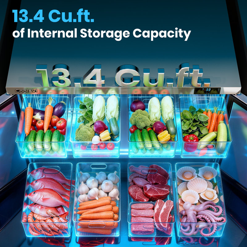Coolski 48 in. Commercial Undercounter Refrigerator Sandwich & Salad Prep Table, 13.4 cu. ft. Stainless Steel Food Prep Station