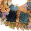 Wooden Spring Wreath With Mini Artificial Flowers- 14" - Blue And Cream
