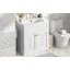 Meuble-lavabo de salle de bain avec lavabo en céramique, armoire de rangement de salle de bain avec portes à fermeture douce-347954261