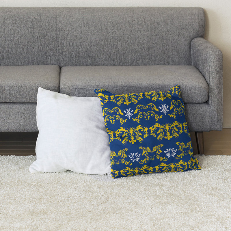 Housse et insert de coussin carré LA Football Baroque, 40 po x 40 po, Or / bleu royal / blanc