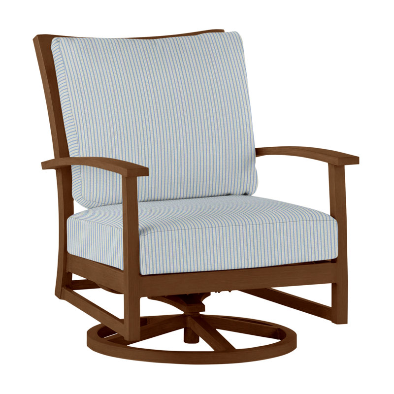 Charleston Patio Lounge Chair with Cushions, No Welt, Linen Dove, Charleston Aluminum #60 Oak