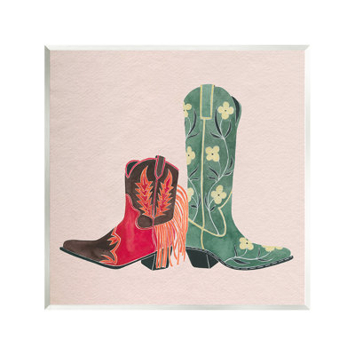 Patterned Cowgirl Boots Wall Plaque Art by Grace Popp