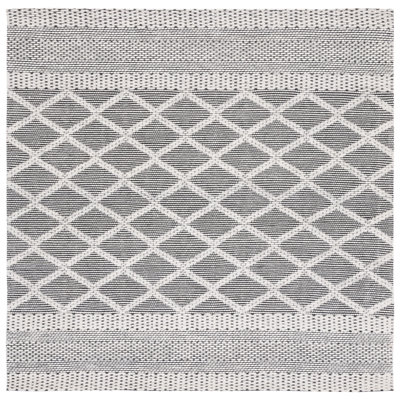 Alohna Hand Woven Wool/Cotton Geometric Rug in Ivory/Gray