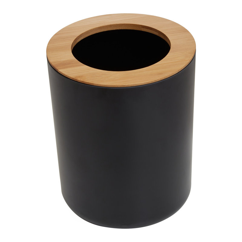 Bamboo Open Waste Bin, Black