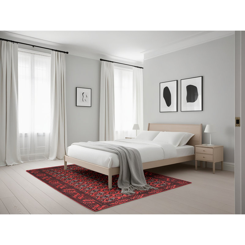 Tapis de style oriental rouge, Rectangle 5 pi x 7 pi