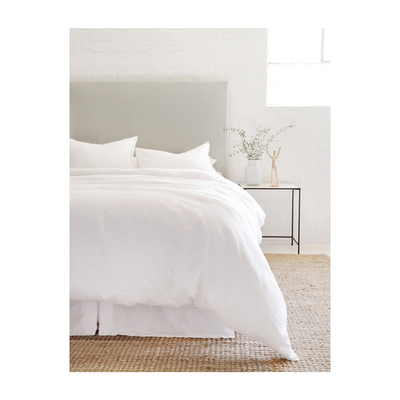 Parker White 100% Cotton 300 TC Modern & Contemporary 3 Piece Duvet Cover Set, Rayon from Bamboo, Ivory