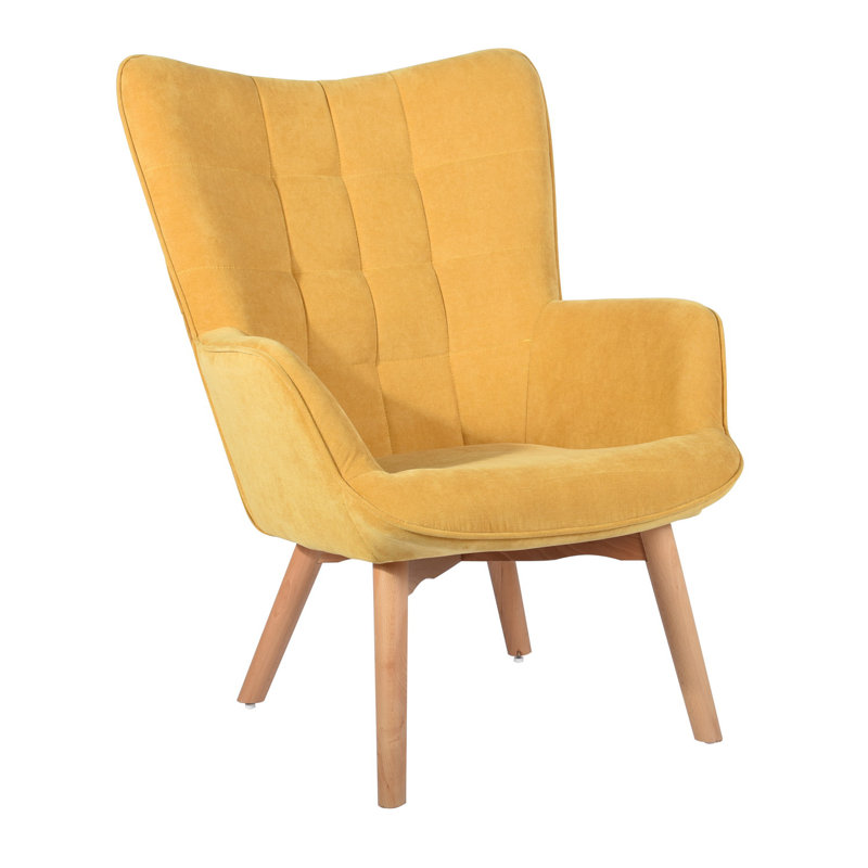 Drucker 68cm Wide Tufted Wingback Chair, Ginger Fabric