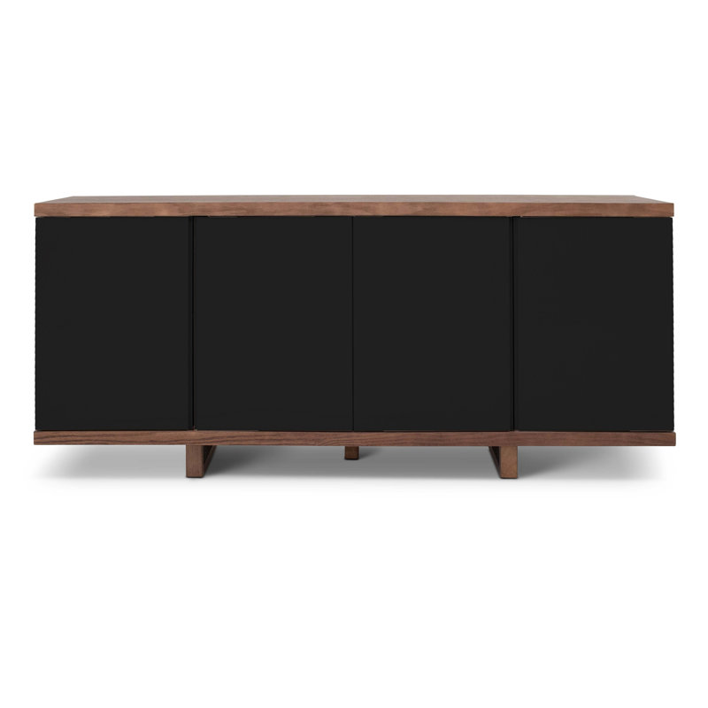 Modern Brazilian 71'' W Solid Wood Sideboard, Nogal/Black